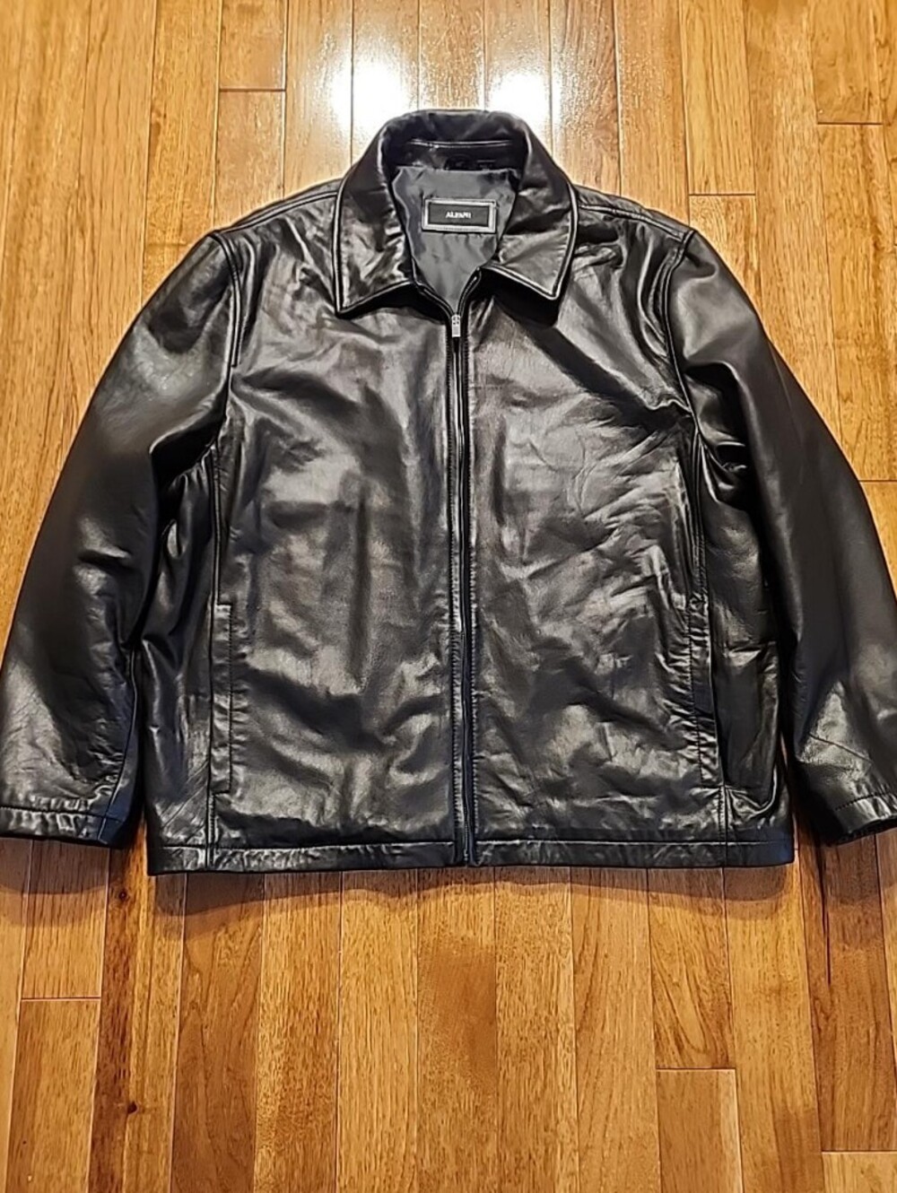 Alfani Black Faux Leather Bomber Jacket XXL